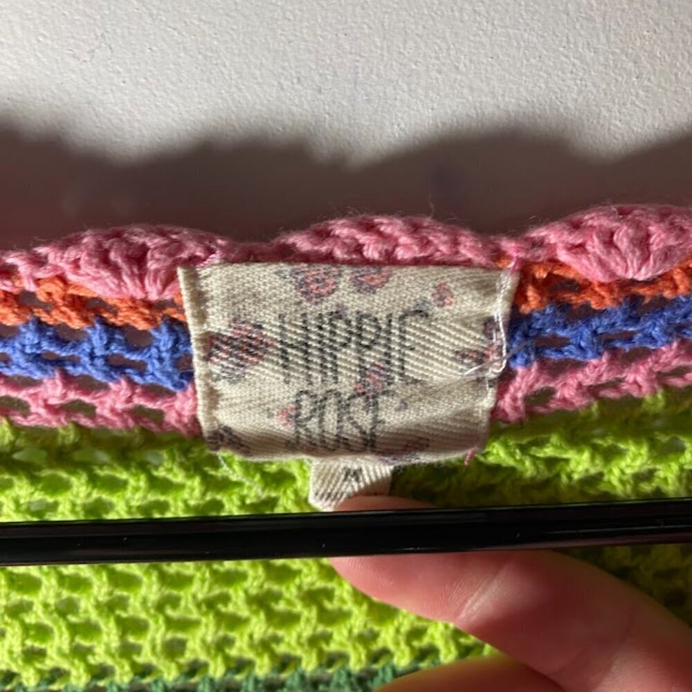 Hippie Rose Multicolored Striped Crochet Sweater - Picture 3 of 5